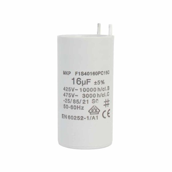 Capacitor 16MF ±5%, 425 - 475V, sin tornillo para las bombas PRISMA25, DELTA, DRAINEX, DRAINCOR